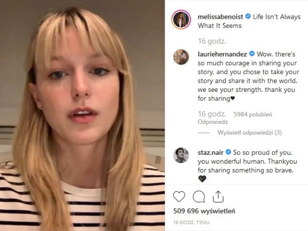 Aktorka Melissa Benoist wyznała na Instagramie, że była ofiarą przemocy domowej [WIDEO]